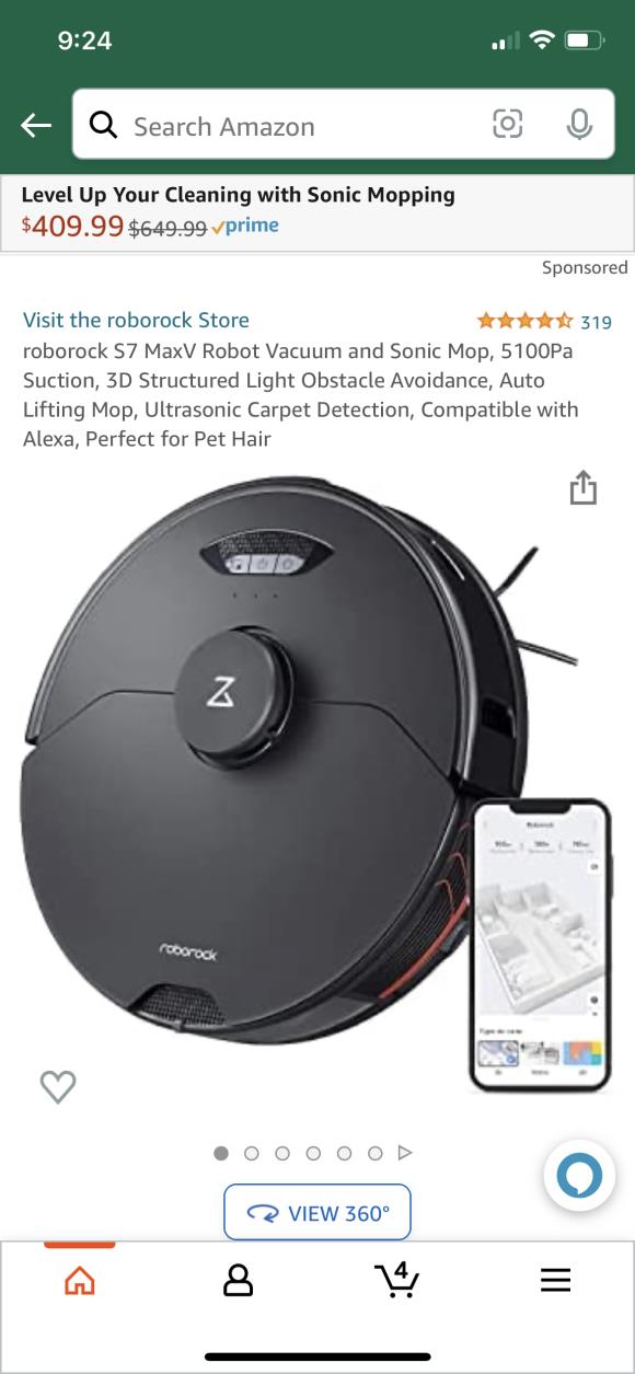 roborock S7 MaxV Robot Vacuum and Sonic Mop, 5100Pa Suction, 3D Structured  Light Obstacle Avoidance, Auto Lifting Mop, Ultrasonic Carpet Detection
