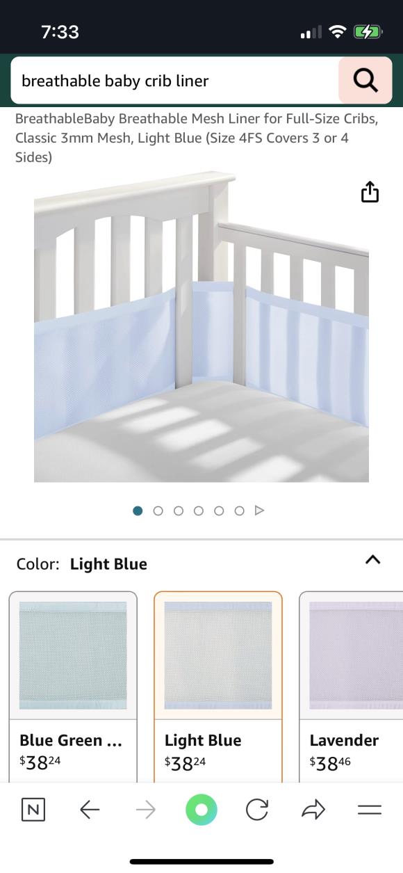 BreathableBaby Breathable Mesh Liner for Full-Size Cribs, Classic 3mm Mesh,  Light Blue (Size 4FS Covers 3 or 4 Sides)